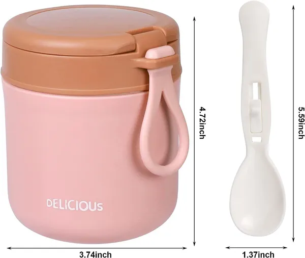 Pink_Lunch_Box_Yogurt_Container_With_Lid_Leak_Proof_Stainless_Steel_Cups_With_Lids_And_Reusable_Plastic_SpoonOvernight_Oats_Containers_With_Lid_Dishwasher_Freezer_Safe