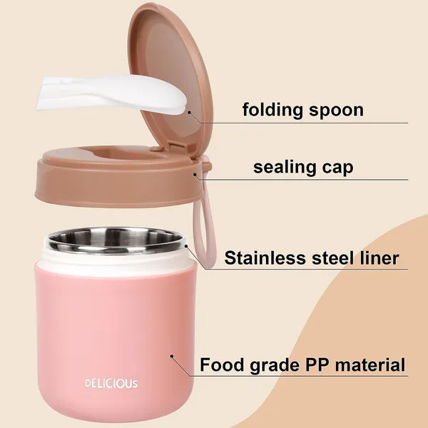 Pink_Lunch_Box_Yogurt_Container_With_Lid_Leak_Proof_Stainless_Steel_Cups_With_Lids_And_Reusable_Plastic_SpoonOvernight_Oats_Containers_With_Lid_Dishwasher_Freezer_Safe