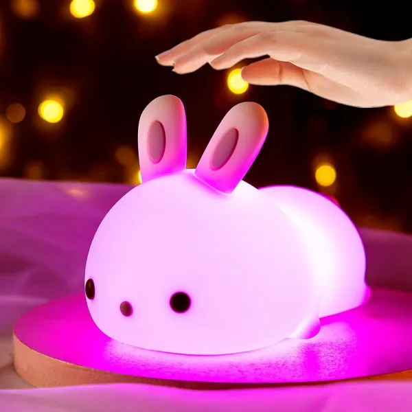 White_Kids_Panda_Night_Light__Silicone_Nursery_Lamp_For_Baby_And_Toddler_Animal_Lamp_For_Boys_And_Girls_Squishy_Bedroom_Light_Cute_Sleep_Rabbit_For_Kids_Room