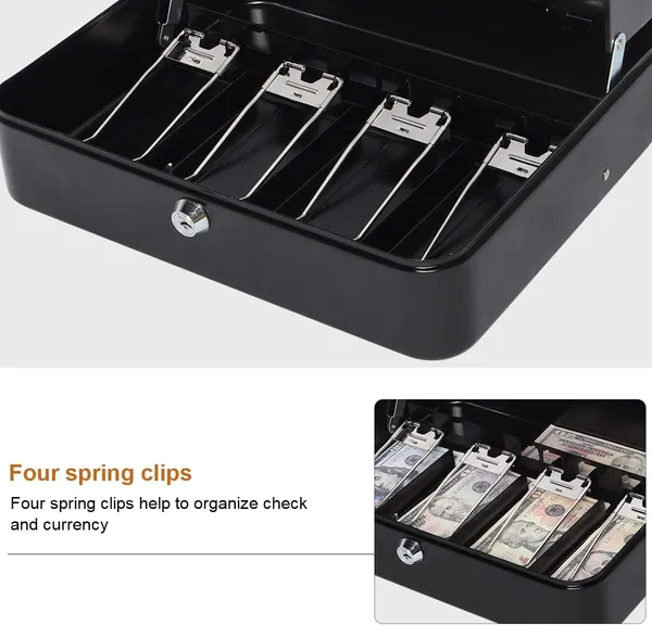 Cash_Money_Safe_Box_-_Compact_Solid_Steel_Lockable_Security_Storage_Chest_for_Loose_Money,_Coins,_Change_&_Valuables_with_2_Keys_(X-Large)_11.8"L_x_9.5"W_x_3.5"H,_Black