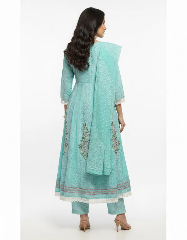 Aqua_Blue_Embroidered_Kurta_Set_With_Printed_Dupatta_For_Women
