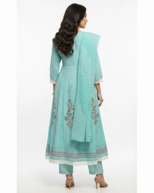 Aqua_Blue_Embroidered_Kurta_Set_With_Printed_Dupatta_For_Women