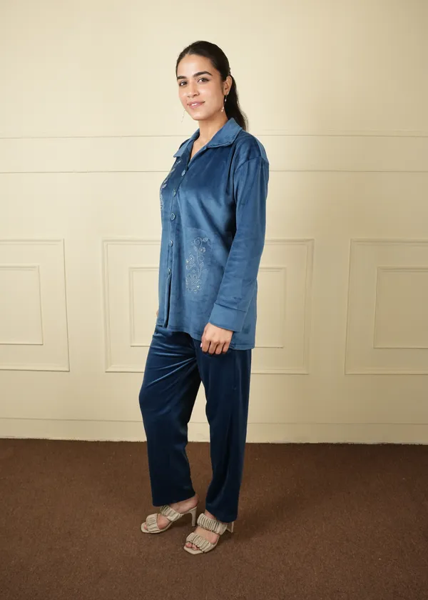 Royal_Blue_Coat_Style_Trouser_Set_For_Women