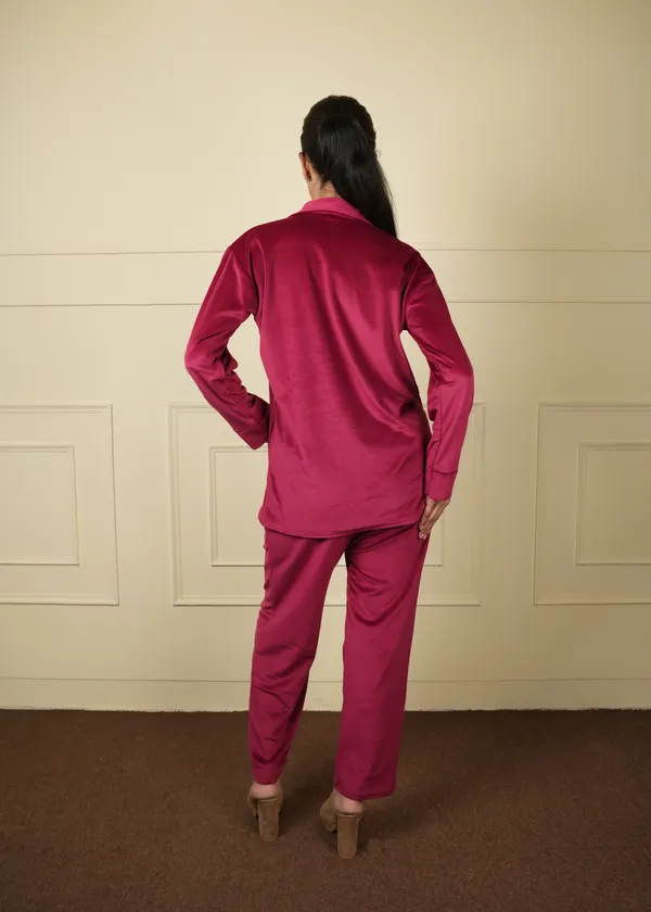 Maroon_Coat_Style_Trouser_Set_For_Women