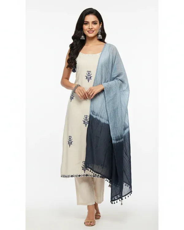 Cream_&_Blue_Embroidered_Cotton_Suit_Set_With_Dupatta_For_Women