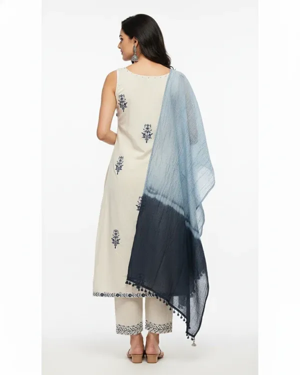 Cream_&_Blue_Embroidered_Cotton_Suit_Set_With_Dupatta_For_Women