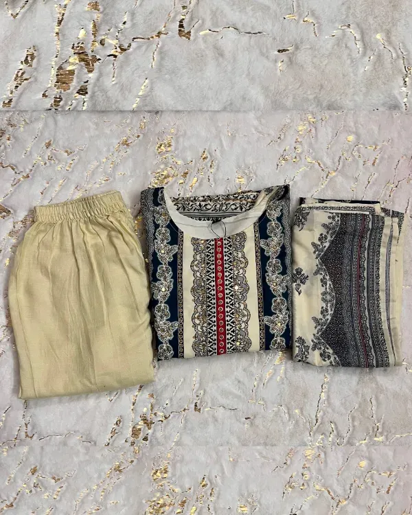 Cream_&_Navy_Printed_Cotton_Suit_Set_With_Dupatta_For_Women