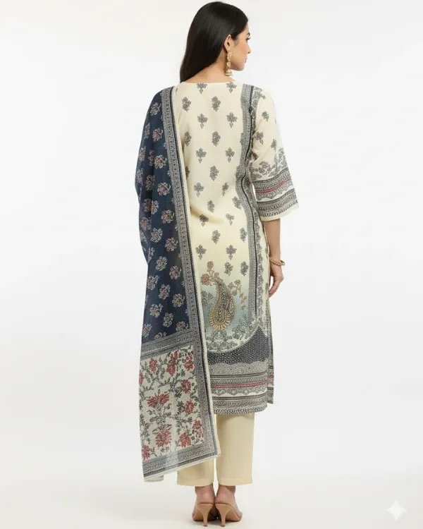 Cream_&_Navy_Printed_Cotton_Suit_Set_With_Dupatta_For_Women