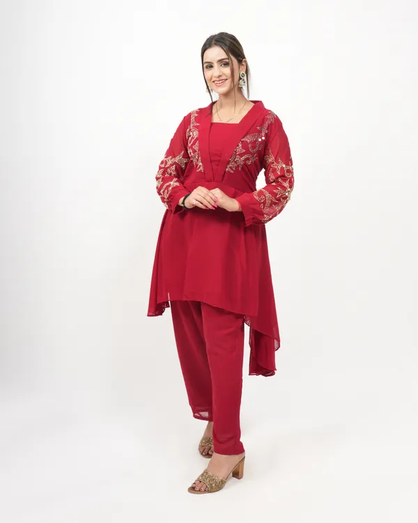 Maroon_Trendy_Design_Designer_Co-Ord_Set_For_Women
