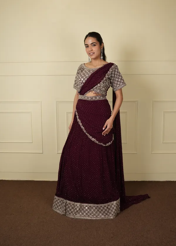 Wine_Designer_Lehenga_Set_For_Women