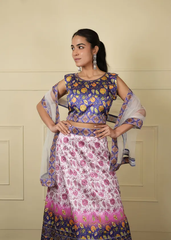 Blue_Cream_Designer_Lehenga_Set_For_Women