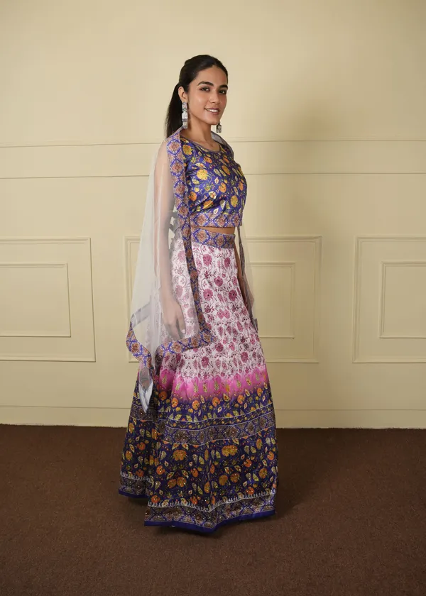 Blue_Cream_Designer_Lehenga_Set_For_Women