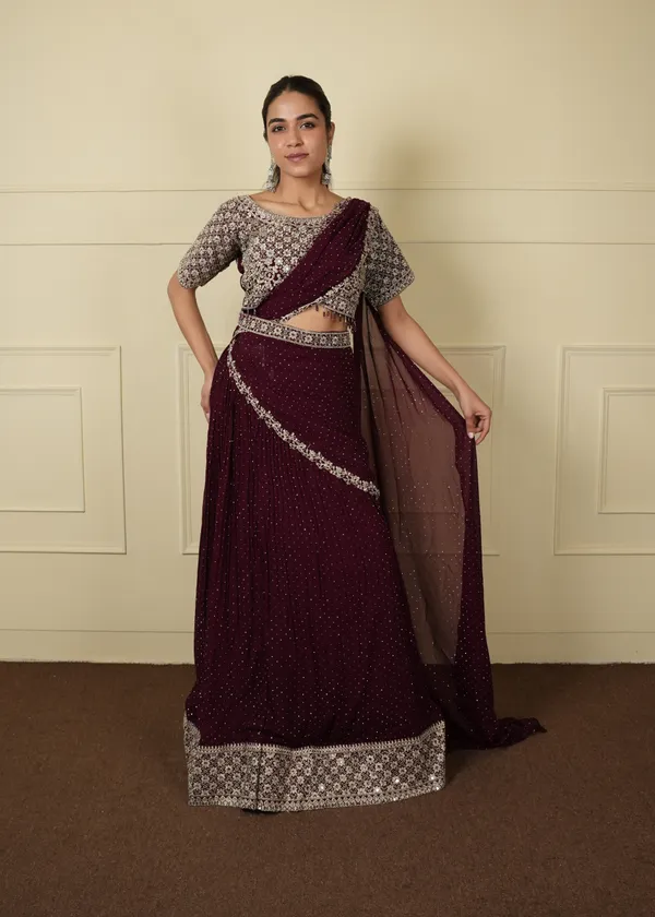 Wine_Designer_Lehenga_Set_For_Women