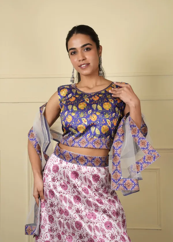 Blue_Cream_Designer_Lehenga_Set_For_Women