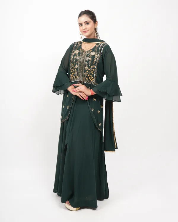 Bottle_Green_Trendy_Design_Designer_Skirt_Co-Ord_Set_For_Women