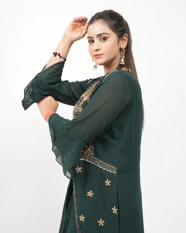 Bottle_Green_Trendy_Design_Designer_Skirt_Co-Ord_Set_For_Women