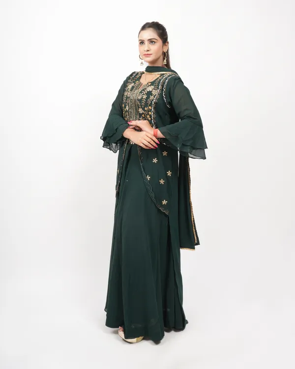 Bottle_Green_Trendy_Design_Designer_Skirt_Co-Ord_Set_For_Women
