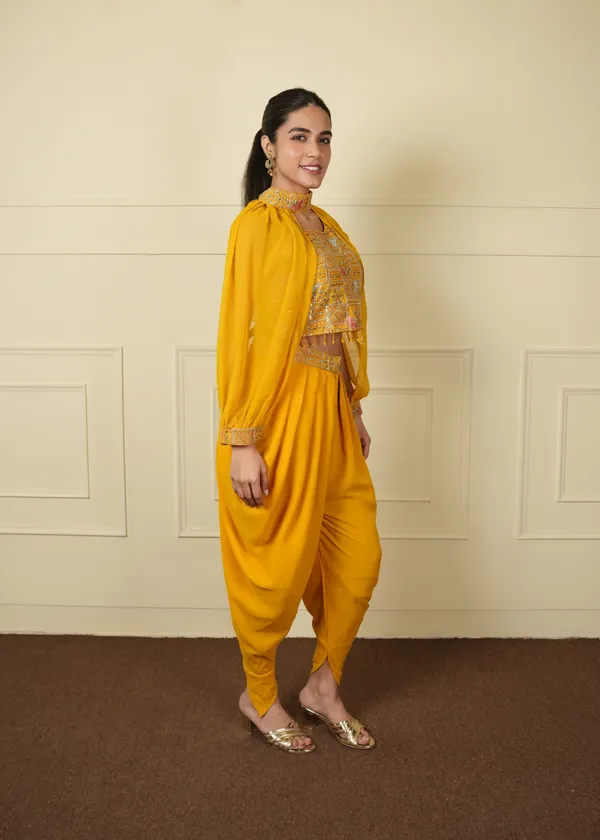 Haldi_Yellow_Dhoti_Crop_Top_Set_For_Women