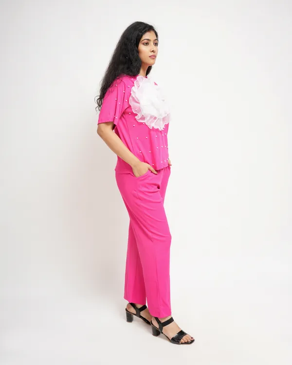 Dark_Pink_Flower_Bead_Co-Ord_Set_For_Women