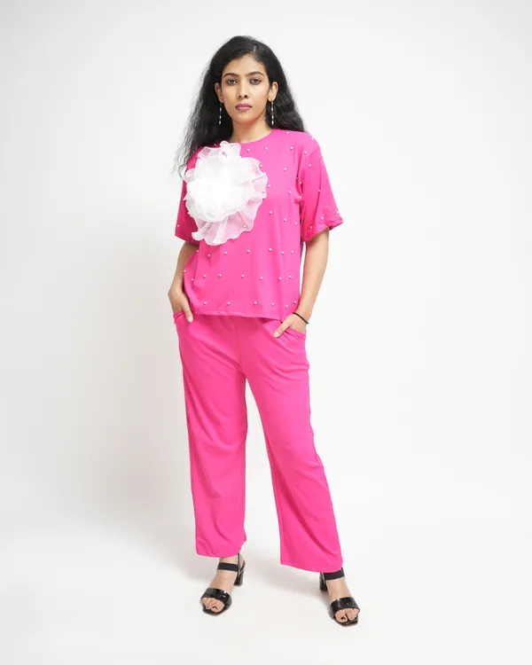 Dark_Pink_Flower_Bead_Co-Ord_Set_For_Women