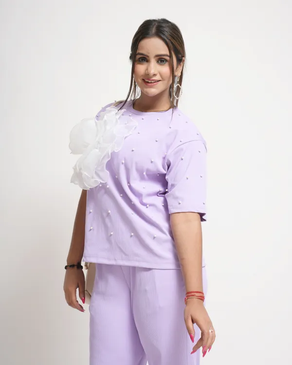 Lavender_Trendy_Design_Flower_Bead_Co-Ord_Set_For_Women