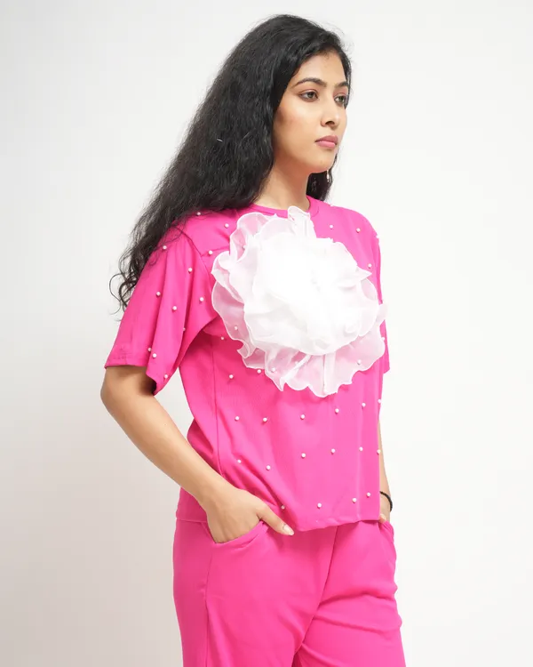 Dark_Pink_Flower_Bead_Co-Ord_Set_For_Women