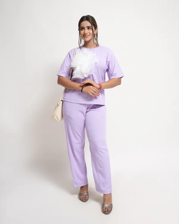 Lavender_Trendy_Design_Flower_Bead_Co-Ord_Set_For_Women