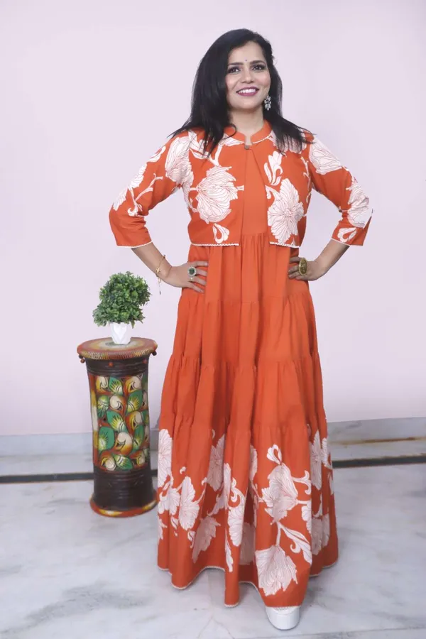 Rust_Orange_Floral_Printed_Fla_Maxi_Dress_For_Women