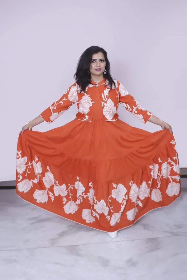Rust_Orange_Floral_Printed_Fla_Maxi_Dress_For_Women