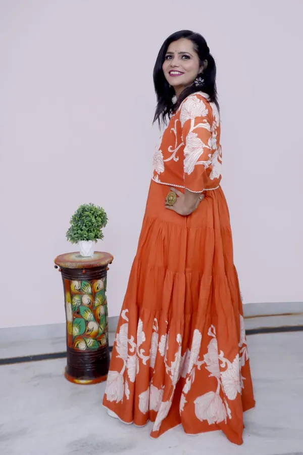 Rust_Orange_Floral_Printed_Fla_Maxi_Dress_For_Women
