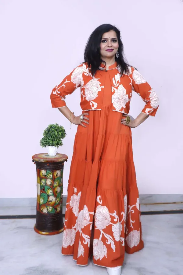 Rust_Orange_Floral_Printed_Fla_Maxi_Dress_For_Women