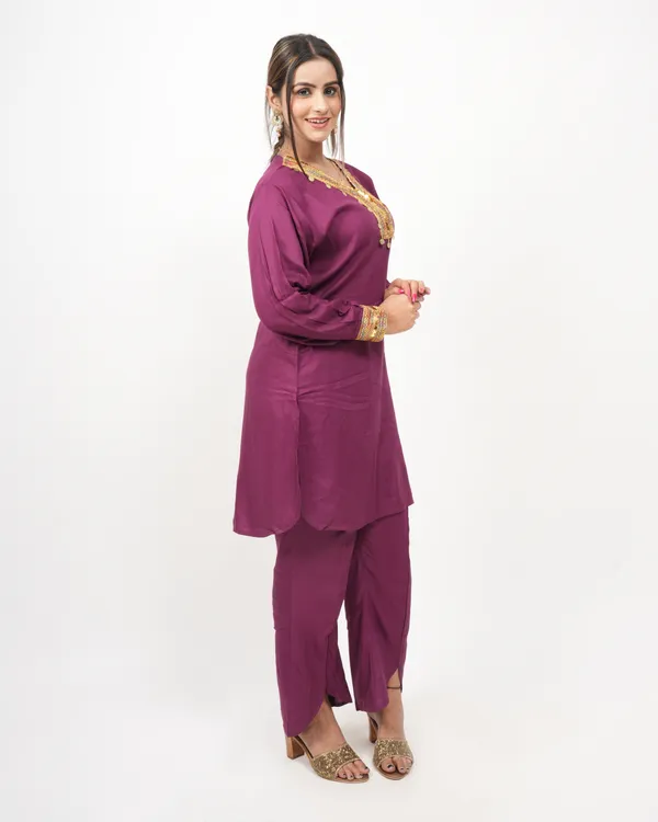 Purple_Trendy_Design_Kurti_Pant_Co-Ord_Set_For_Women