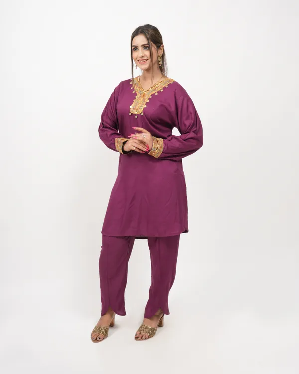 Purple_Trendy_Design_Kurti_Pant_Co-Ord_Set_For_Women