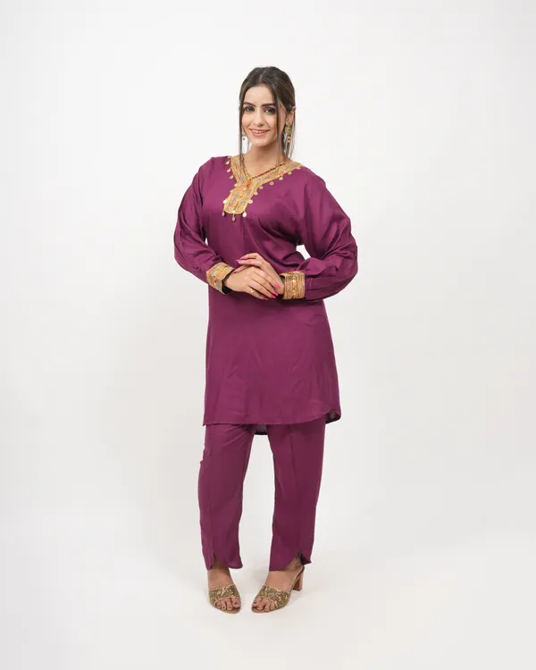 Purple_Trendy_Design_Kurti_Pant_Co-Ord_Set_For_Women