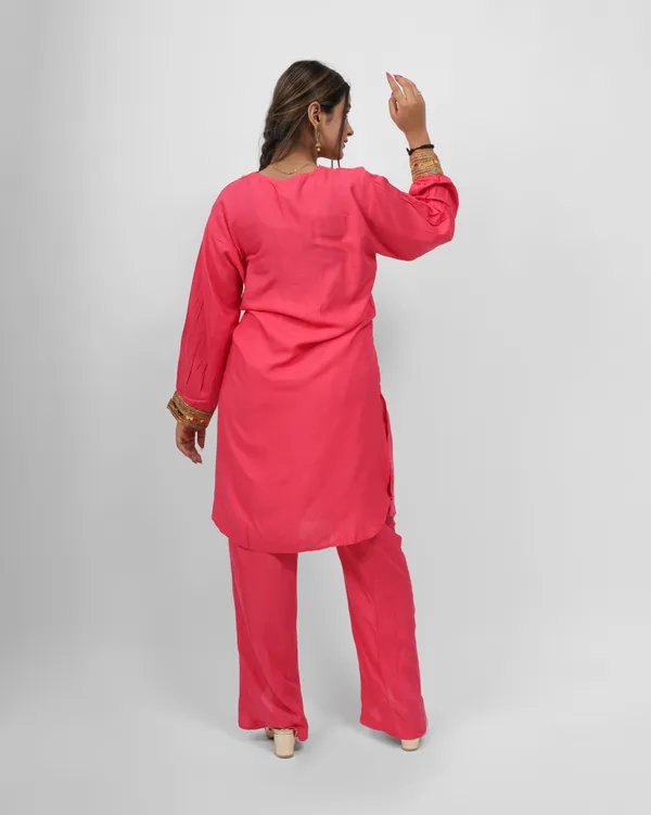 Pink_Gajri_Trendy_Design_Kurti_Pant_Co-Ord_Set_For_Women