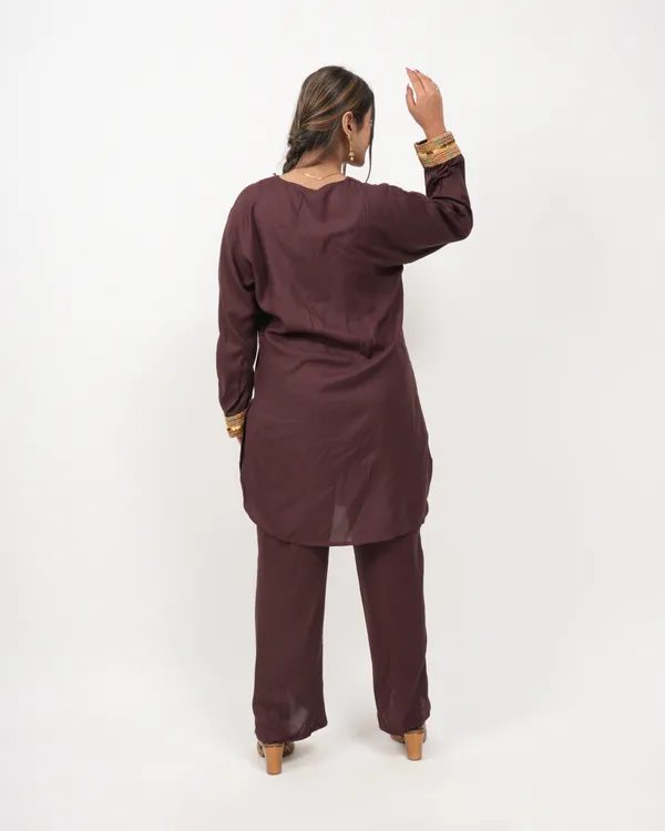 Brown_Trendy_Design_Kurti_Pant_Co-Ord_Set_For_Women