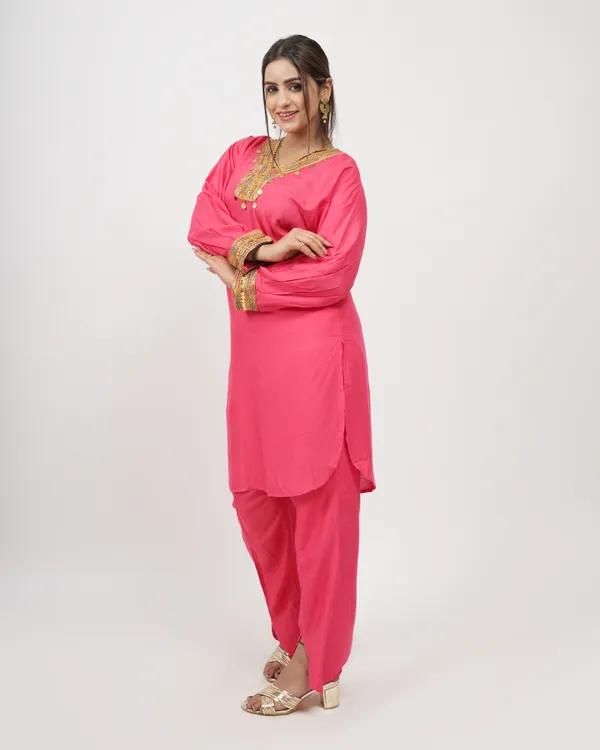 Pink_Gajri_Trendy_Design_Kurti_Pant_Co-Ord_Set_For_Women