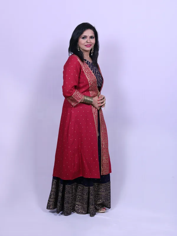 Maroon_Jacket_Style_Suit_Set_With_Palazzo_For_Women