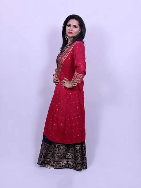 Maroon_Jacket_Style_Suit_Set_With_Palazzo_For_Women