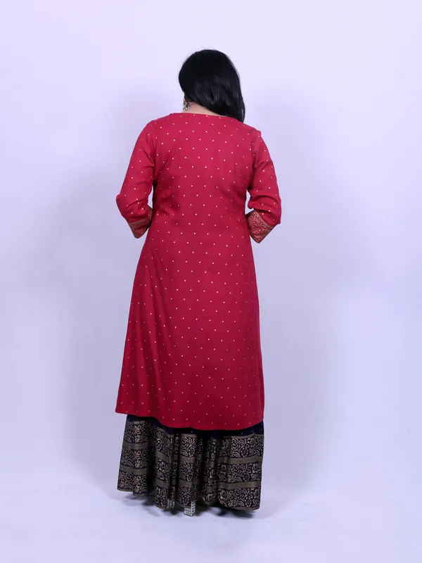 Maroon_Jacket_Style_Suit_Set_With_Palazzo_For_Women