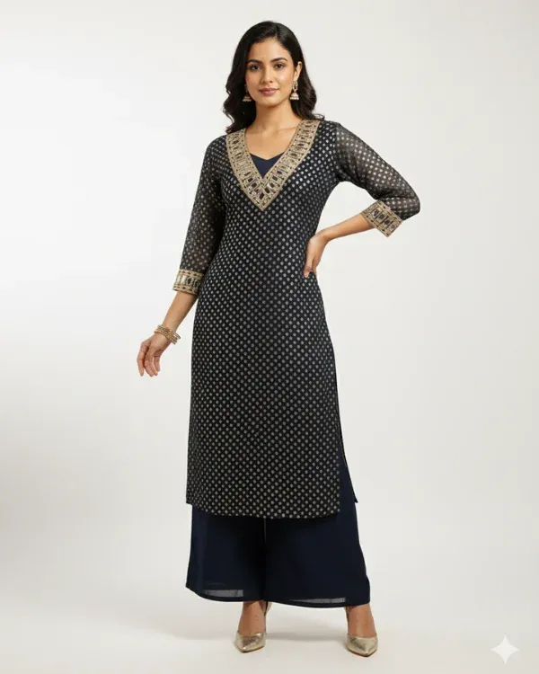 Navy_Blue_Kurta_Set_With_Palazzo_For_Women