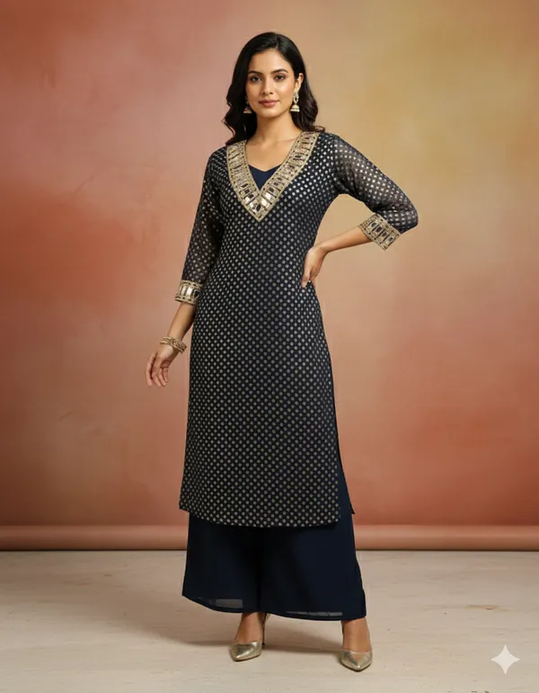 Navy_Blue_Kurta_Set_With_Palazzo_For_Women