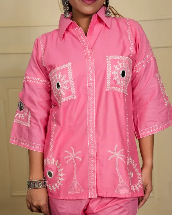 Pink_Embroidered_Cotton_Kurta_Set_With_Mirror_Work_For_Women