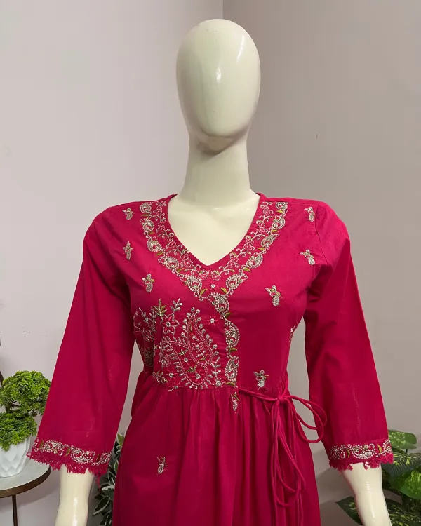 Rani_Pink_Embroidered_Kurta_Set_For_Women