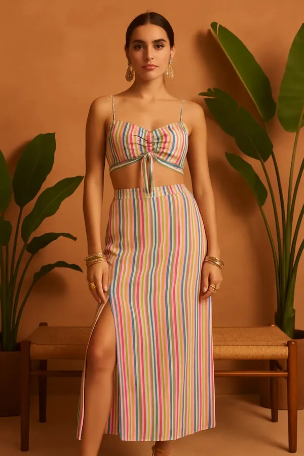 Multicolor_Cotton_Silk_Multicolour_Striped_Co-Ord_Set_(Crop_Top_Skirt)_For_Women