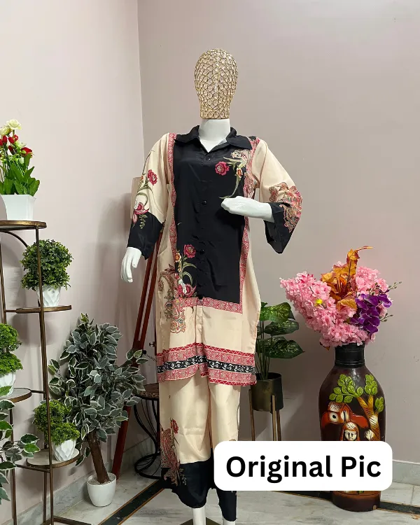 Light_Pink_Crepe_Printed_Co-Ord_Set_With_Collar_Shirt_Solid_Pants_For_Women