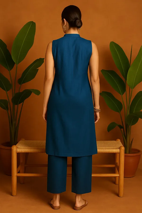 Blue_Solid_Sleeveless_Co-Ord_Set_With_Minimal_Embroidery_For_Women