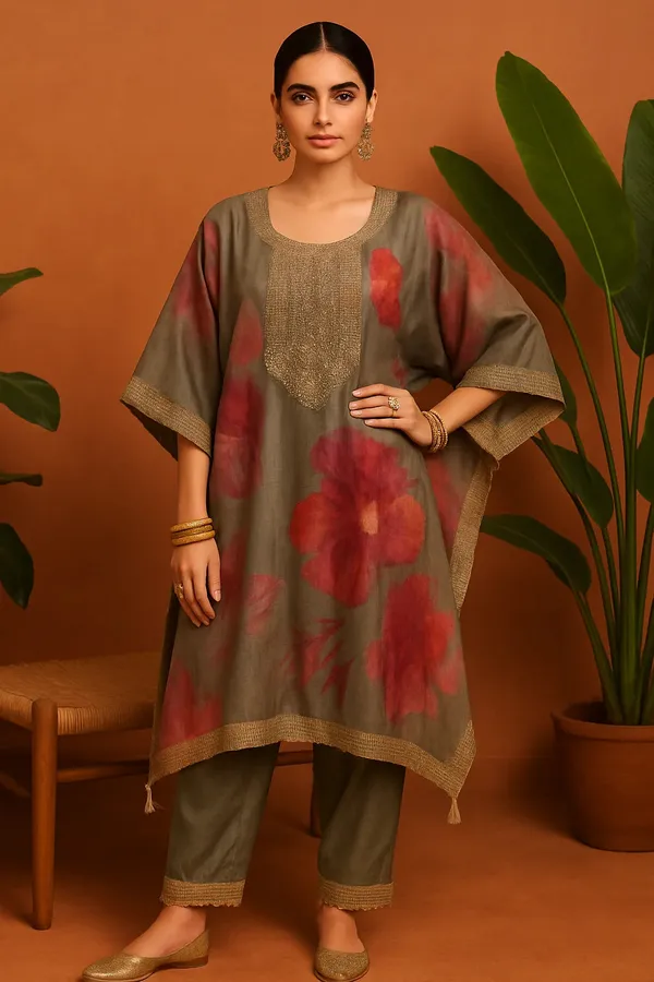 Gray_Shinal_Floral_Organza_Kaftan_With_Shimmer_Pants_Mirror_Gota_Work_Detailing_For_Women
