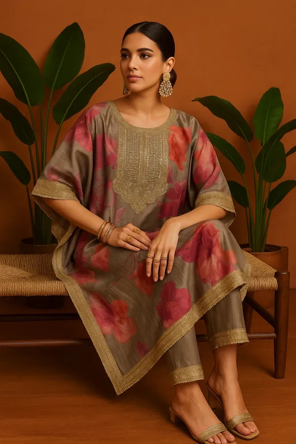 Gray_Shinal_Floral_Organza_Kaftan_With_Shimmer_Pants_Mirror_Gota_Work_Detailing_For_Women