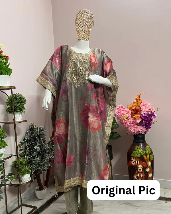 Gray_Shinal_Floral_Organza_Kaftan_With_Shimmer_Pants_Mirror_Gota_Work_Detailing_For_Women